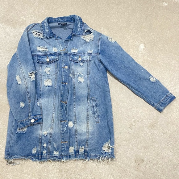 Denim Jeans Ripped Jacket - Picture 1 of 3